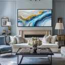 Blue Wall Art for Living Room - Abstract Canvas Wall Art, 40x20 Inches