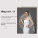 1 Tier Crystal Pearl Beaded Edge Bridal Wedding Veil Fingertip Length (White) 40"*63"