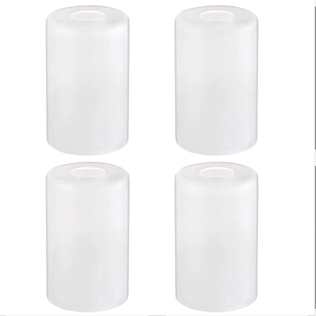 4 Pack White Frosted Glass Shades Replacement, 5.9in Height, 3.9in Diameter, 1.65in Fitter, Cylinder Glass Shade Covers Replacement Globe for Chandelier Pendant Wall Sconces Light Fixtures