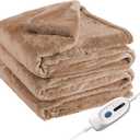 Eydna Electric Heated Blanket Full Size 72"×84" with 9 Heating Levels & 110Hs Auto Off，Double Sided Plush Sherpa, Energy Efficient, Machine Washable, for Couch & Bed, Light Brown