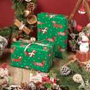 LeZakaa Christmas Dachshund Wrapping Paper Mini Roll, Dachshund Dressed in Festive Customes, White Snow-dot Xmas Green Design, Holiday Party Gift Wrap for Kids Boys Girls, 17 inches x 32.8 Feet