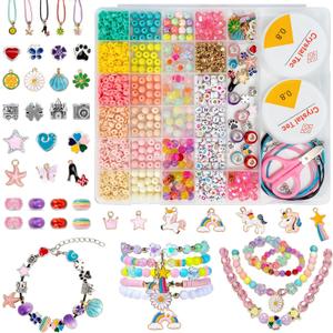 2 x Accevo Charm Bracelet Making Kit for Girls Unicorn Bead Jewelry Set | Colorful unicorn beads and charms for bracelets, necklaces, gifts, and craft play.