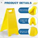 2 Pack 24" Height Blank Floor Sign Yellow A-frame Foldable Caution Sign Stick/Write-on Double Sided Safety Warning for Pool Restaurant Restroom Office