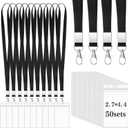 50 Set ID Badge Holder with Lanyard, Black Lanyard with Vertical Waterproof ID Card Holder for Workers Students Teachers Nurse