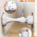 2 x Door Stoppers, Magnetic Door Stop, Stainless Steel, 1 Pack Magnetic Door Catch, 3M Double-Sided Adhesive Tape, No Drilling, Screws for Stronger Mount, Hold Your Door Open, for Wide Doors (White)