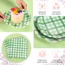 144 Pcs 48 Guests Gingham Plates and Napkins Party Supplies Colorful Gingham Paper Plates Napkins Checkered Plaid Disposable Tableware for Picnic BBQ Bachelorette Party Baby Bridal Shower