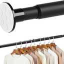 No Drilling Closet Rod, 27.5-94 Inches Hanging Closet Rod for Clothes, Closet Bar & Pole Heavy-duty, Closet Rods for Hanging Clothes For Closet Wardrobes Bathroom Laundry RV Curtains,Black