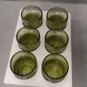 Hacaroa Set of 6 Vintage Drinking Glasses, 12 Oz Green Colored Glassware Floral Embossed Water Glasses, Decorative Beverages Tumblers for Cocktail, Whiskey, Beer