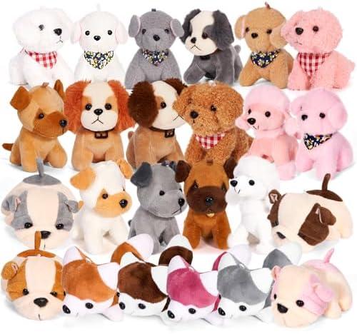 Niceup Only12PCS Adopt a Puppy Party Favors Kids Mini Plush Dog Non-candy Easter Basket Stuffers Bulk Stuffed Animals Dog Paw Adoption Pet Doll Toys Birthday Party Goodie Bag Fillers Classroom Reward Gift