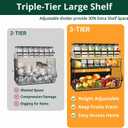 3-Tier Magnetic Shelf for Fridge with Divider & Bamboo Top, Fruit Basket Potato and Onion Storage Bins, Kitchen Large Container Magnetic Spice Rack for Refrigerator, Kitchen Counter, Fridge Organizer