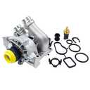 Engine Water Pump Thermostat Housing Assembly Aluminum Compatible with VW Passat Jetta Golf GTI Tiguan CC Eos Beetle Audi A3 A4 A5 A6 Q3 Q5 TT Allroad, Replaces 06H121026AB 06H121026CQ