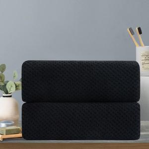 Hand Towels Set 2 Pack-16“x31”,Ultra Soft Microfibers Bathroom Towel Set Highly Absorbent Quick Dry Luxury Premium Towel Lightweight Durable Hand Towel Collection for Hotel Spa Gym Kitchen,Black