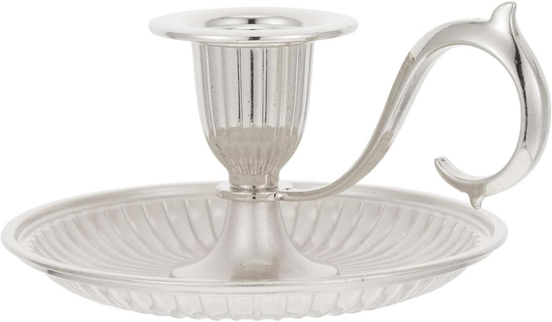 Retro Taper Candle Holder with Handle Vintage Chamberstick Candle Holder for Tabletop Decor Candlelight Dinners Weddings Birthdays Thanksgiving Christmas 4.52 X 4.52 X 2.36 in