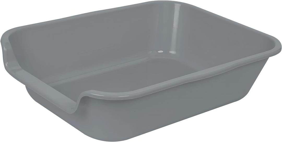 1 Pack of Extra Large Cat Litter Box (ABS Material), Low Entry Senior Litter Pen for Geriatric Kitty Big Cats, Jumbo Pet Safe Litter Boxes Tray for Indoor Pets Potty (Gray, 20" L x 15.5" W)