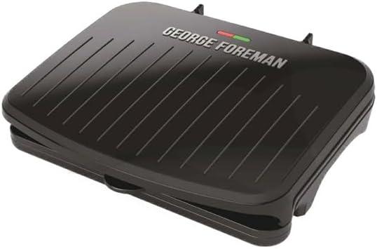 George Foreman Family-Size Grill & Panini Press, Nonstick Ceramic Coating, Fat-Removing Slope, Adjustable Angle, Indoor/Outdoor Use (5-Serving)