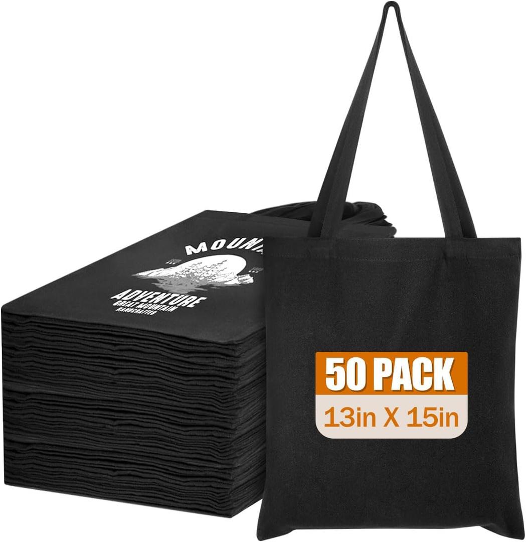 Lzerking Canvas Tote Bag Bulk for DIY Projects, 13x15 Inches Tote Bags for Grocery Shopping, 10oz Machine Washable Fabric