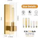Gold Wall Sconces Set of 2, Modern Bathroom Sconces Wall Lighting Vanity Light Fixtures with Clear Glass, Bathroom Sconces Set of 2, Indoor Wall Sconce for Bathroom Living Room Bedroom