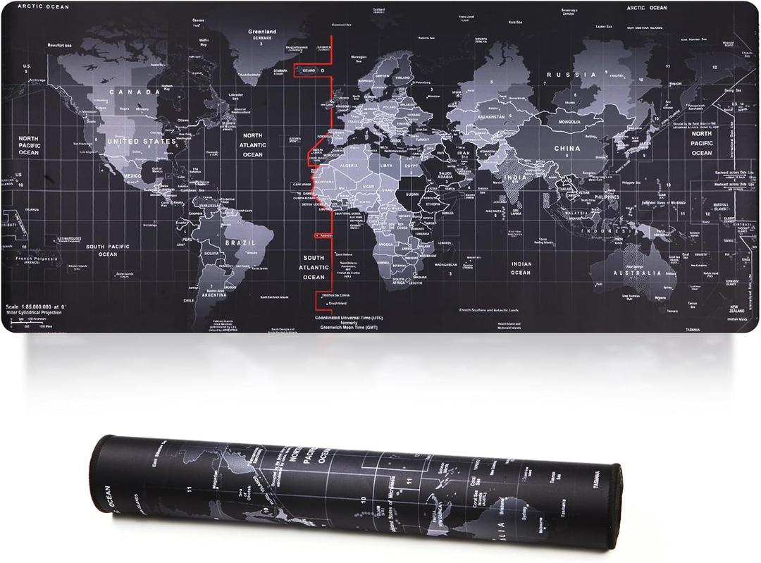 Large Gaming Mouse Pad with Stitched Edges,[35.4x15.7In] Extended Mouse Pad with Non-Slip Natural Rubber Base for Gamer/Desktop/Office/Home 90x40 MapJ