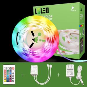 RGB LED Strip Lights for Bedroom, 8ft Color Changing LED Light Strip with Remote Control and PU Coating for Home Decor, Kitchen, Dorm Room, Party, Festival, ETL Listed, Multicolor