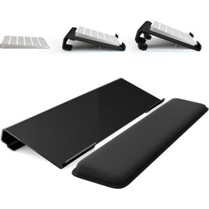 Computer Keyboard Stand for Desktop, 2-Level Height Adjustment Keyboard Wrist Rest, Non-Slip Key Board Riser Pad for Office, Gaming, and Home Desks (Black)