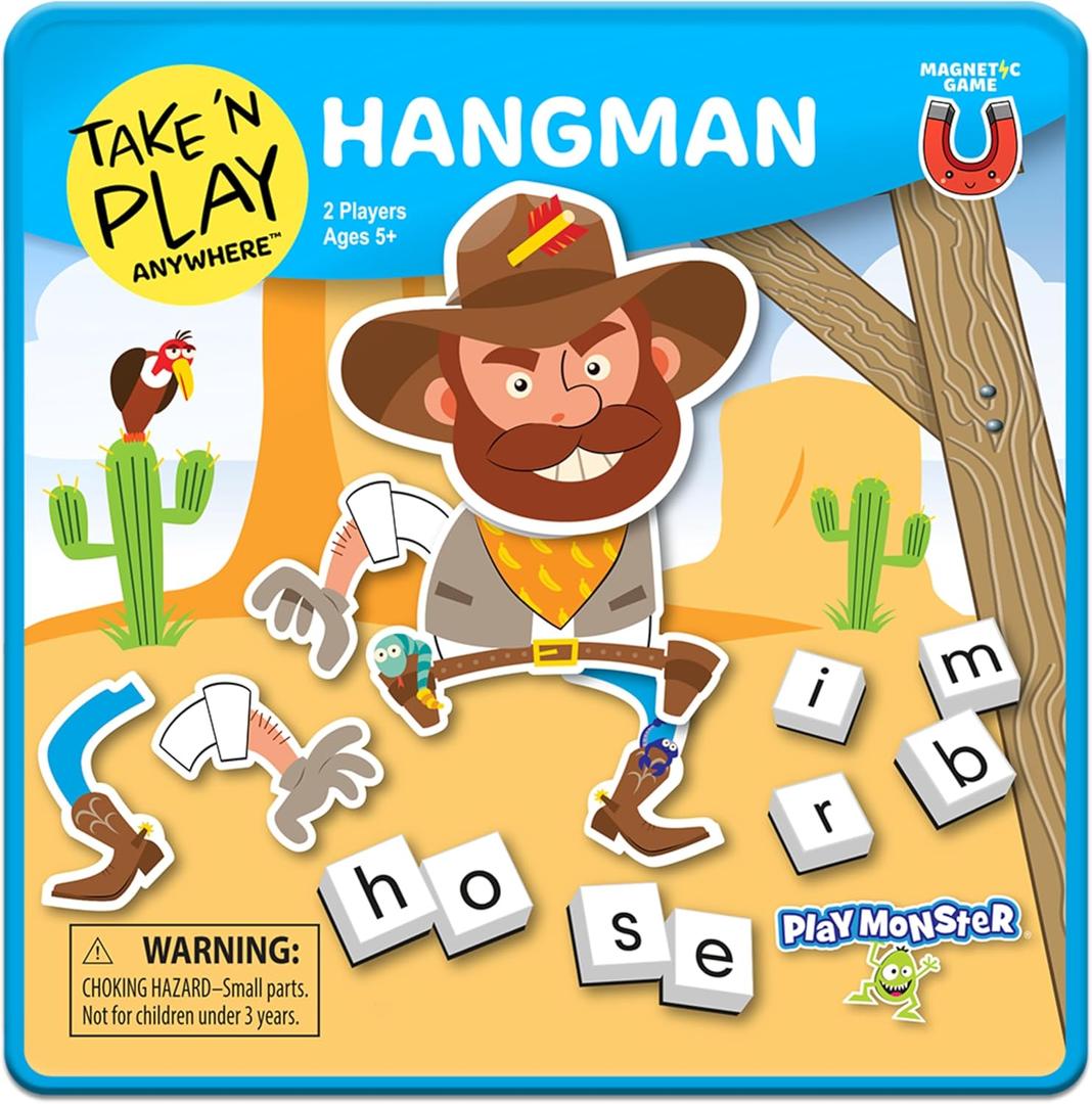 PlayMonster Take N Play Anywhere  Hangman  Easy to Use, Hard to Lose  Fun on the Go Travel Game  For Ages 5+