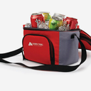 6 Can Soft-Sided Red Cooler With Front Zipper Pocket & Adjustable Shoulder Strap