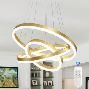 Modern Gold Led Chandelier 3 Rings Gold Dimmable LED Chandeliers Light Fixture for Kitchen Island Height Adjustable Chandelier Led Pendant Light for Dining Room Bedroom Living Room Modern Gold Led Chandelier 3 Rings Gold Dimmable LED Chandeliers Light Fixture for Kitchen Island Height Adjustable Chandelier Led Pendant Light for Dining Room Bedroom Living Room