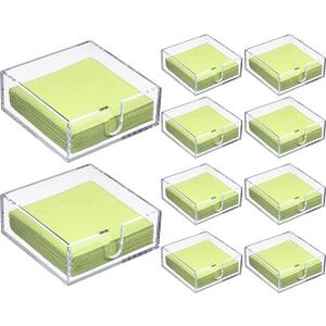 Acrylic Cocktail Napkin Holder for Table, Clear Beverage Napkin Holder Square Rectangle for Dinner, Kitchen, Bathroom, Restaurant, Bar (10 Pieces, 5.5 x 5.5 Inch)