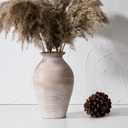 LUKA Ceramic Rustic Farmhouse Vase, 9.2 inch Whitewashed Terracotta Vase, Pottery Decorative Flower Vases,Clay Decorative Vases for Home Decor, Table, Living Room, Shelf, Mantel Decoration