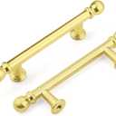 Orger 5 Pack 3 Inch(76mm) Gold Cabinet Pulls Heavy Duty,Kitchen Cabinet Handles Hardware Zinc Alloy,Vintage Handles for Bathroom Dresser Drawer