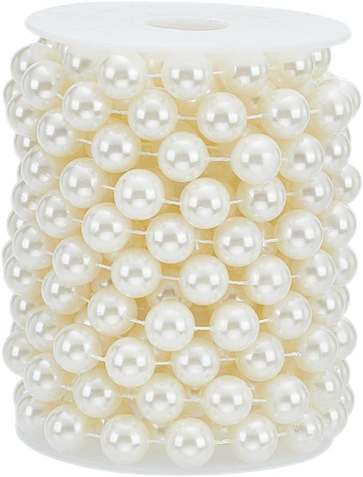 Arricraft 14mm Large Pearl Beads, 16.40 Feet(5m) Ivory Pearl Bead String Decoration Acrylic Round Beads Loose Beads for Flowers Wedding Christmas Party Valentine Decoration DIY Accessories