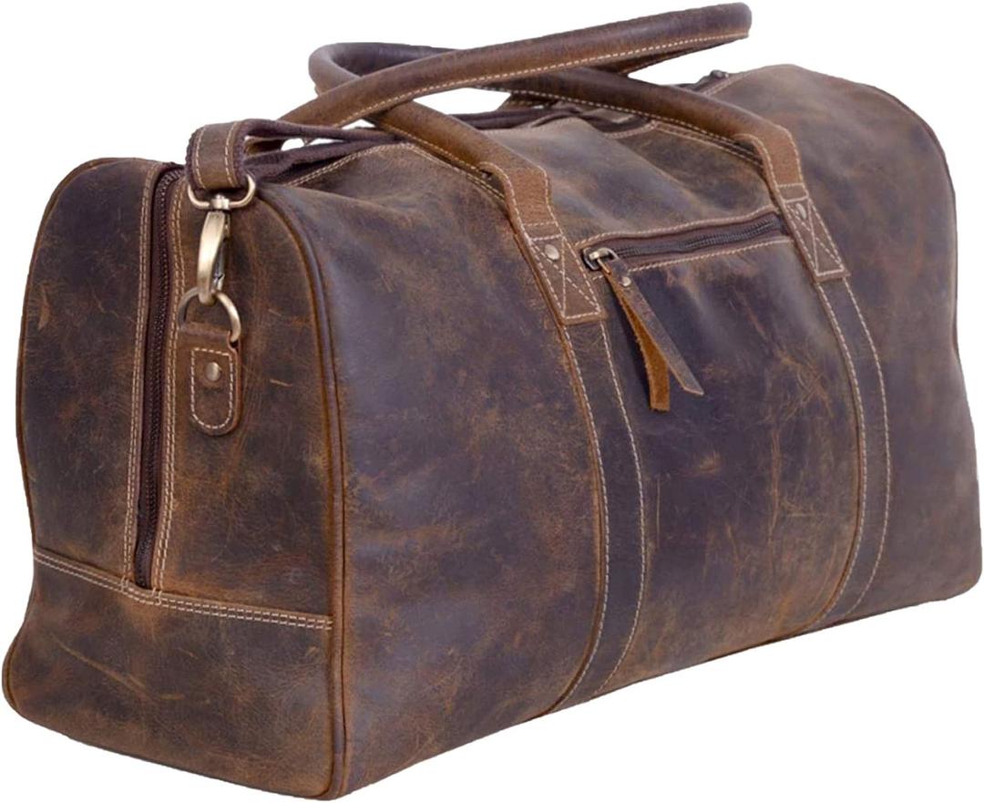 KomalC Leather Travel Duffel Bags for Men and Women Full Grain Leather Overnight Weekend Leather Bags Sports Gym Duffle