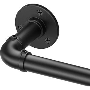 Curtain Rods for Windows 66 to 120, Black Adjustable Curtain Rod, Wrap Around Blackout Curtain Rod, Heavy Duty Industrial Curtain Rods, 1 Inch Outdoor/Indoor Drapery Rods 66-120"