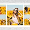 11x23 Picture Frame Display 5 opening 5x7 and 8x10 Picture Frame Collage,Multi Photo Frame with Mat,Plexiglass,Horizontal and Vertical Formats for Wall Decor,Distressed White Wood Grain