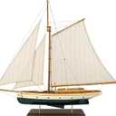 SAILINGSTORY Wooden Sailboat Model Ship, Green, 37" | 1930's Classic Yacht, Sailing Boat Decor