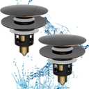 Hibbent 2 Pack All Metal Upgraded Bathroom Sink Stopper, Universal Pop Up Sink Drain Strainer, Brass Bullet Core Push Type Stopper for 1.1''~2.3''' Basin, Anti Clogging Filter, Oil-Rubbed Bronze