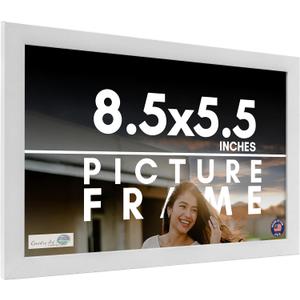 CountryArtHouse 8.5x5.5 Frame White Solid Wood Picture Frame Includes UV Acrylic Shatter Guard Front, Acid Free Foam Backing Board and Hanging Hardwar