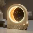 Blonbar Sunrise Alarm Clocks for Bedrooms, Stepless Dimmable Moon Lamp Dual Alarm Clock with 12Levels Volume for Heavy Sleepers, 10 Natural Sounds with 30/60/90mins Timer, Gifts for Women