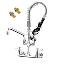 HARDURA Commercial Sink Faucet with Sprayer Wall Mount for Utility Sink, Kitchen Faucet Lead-Free Brass with 8" Center and 12" Swing Spout, 21" Adjustable Sprayer with 1.42 GPM Flow Rate