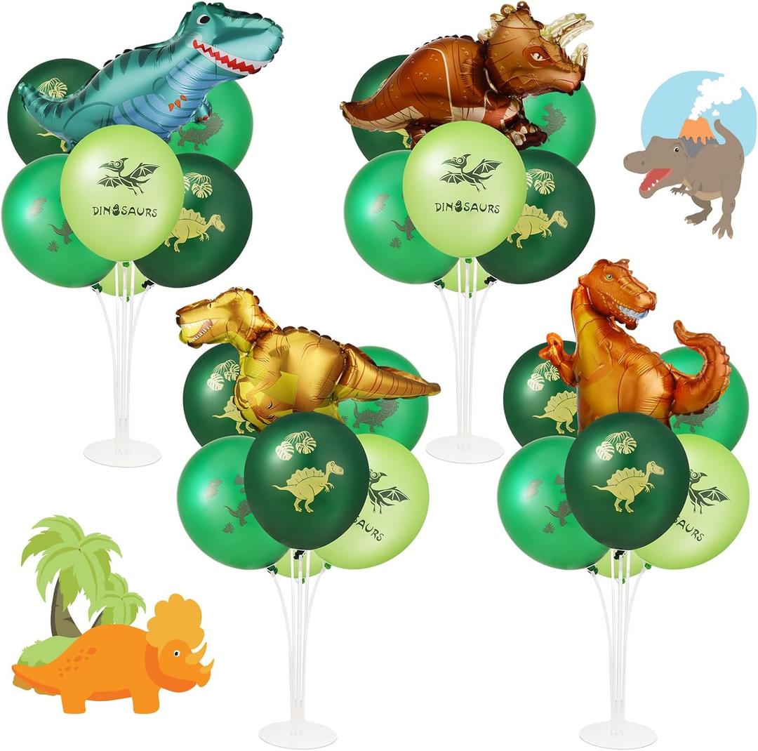 Hoemwarm Dino Balloons Dinosaur Balloons Stand Kit for Table Centerpiece Dinosaur Foil Balloons for Birthday Children's Party Jungle Jurassic Dinosaur Themed Decoration for Kids Baby Shower Supplies