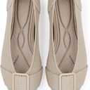 TINGRISE Women's Flats Shoes Pointed Toe Comfortable Dressy Knit Ballet Casual Work Shoes (6.5, Beige)