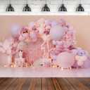 Girl 1st Birthday Balloon Photo Background Pink Balloon Butterfly Newborn Birthday Party Decoration Princess Girl Newborn Christening Backdrop Baby Shower Cake Smash Backdrop (7X5FT), Clear