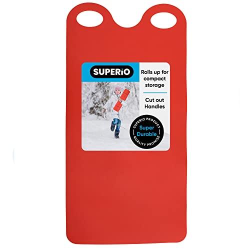 Superio Snow Slider Mat, Flexible Snow Sled Flying Carpet, Roll up Sleds for Kids 36" Lightweight Portable Plastic Snowboard Sled (Red)