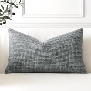 OTOSTAR Linen Throw Pillow Cover Set of 1 Decorative Lumbar Pillowcases Cushion Covers 12x20 Inch for Home Decor Sofa Bedroom Car 30 x 50CM Dark Grey