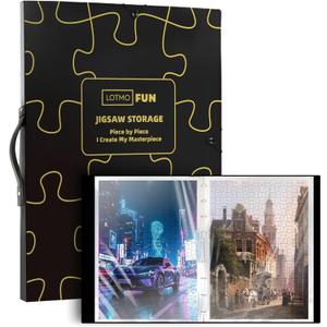 Puzzle Storage Folder for 1000 Pieces, Portable Large Capacity Jigsaw Puzzle Organizer with 25 Pockets for 50 Sets Puzzle Folder, Dustproof and Protective Puzzles Accessories