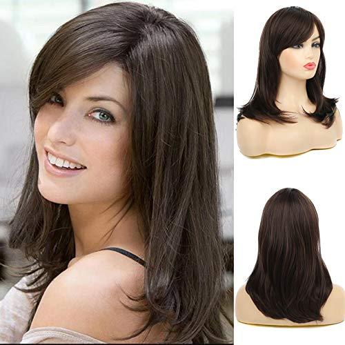 Baruisi Long Layered Brown Wigs for Women Natural Wavy Side Part Synthetic Heat Resistant Hair Wig for Costume and Daily Use 20"