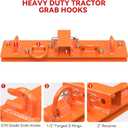 Universal Tractor Bucket Grab Hooks 2" Receiver, 3/8" Bolt On Grab Hooks with 1/2" Forged Tie Down D Rings for Tractor Buckets with Back Steel Plate(Orange)