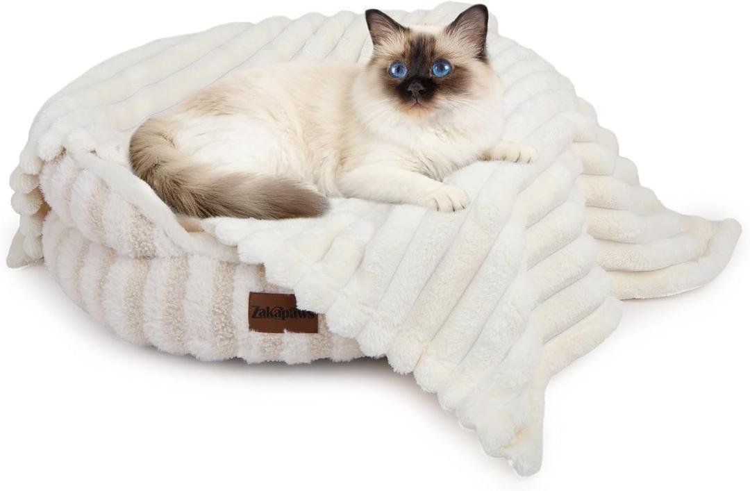 Dog Blanket Pet Blanket - Puppy Blanket for Bed, Luxury Plush Washable Dogs Blankets for Furniture Protection, Super Soft Calming Pet Blanket for Indoors (Cream, 25"x35")