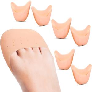 Zhanmai 6 Pcs Toe Cover Protectors for Women Silicone Toe Pouch Caps Gel Pads Pointe Shoes Protectors Gel Ballet Dance Sock Pads with Breathable Hole for Ball of Foot Metatarsal(Beige)