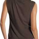 Women's Wool Sweater Vest Lightweight Turtleneck Sleeveless Knit Pullover Tank Tops (Brown, M)